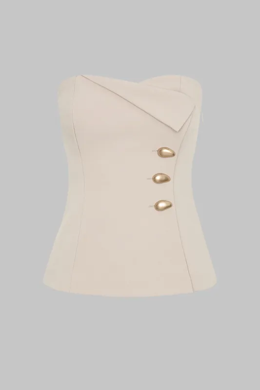 Metallic Decor Asymmetrical Tube Top sold by Micas