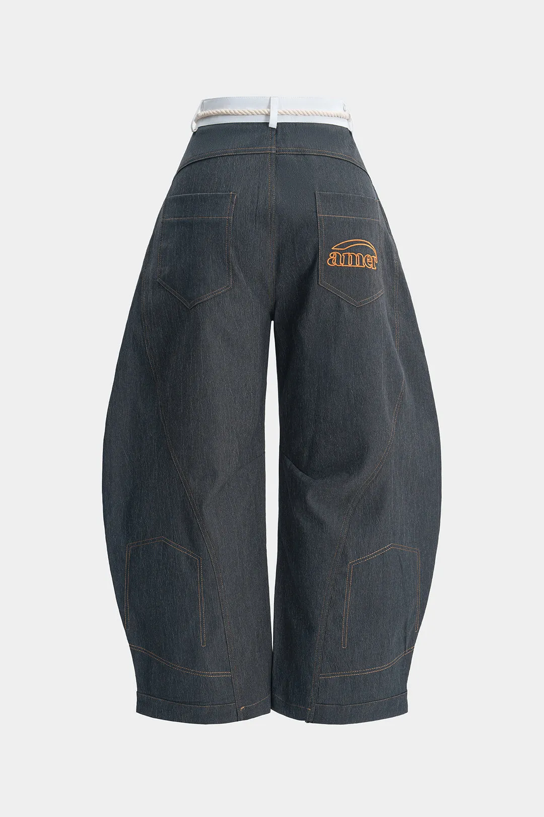 Patchwork brede ben tønde jeans med bælte sold by Micas product image thumbnail 2