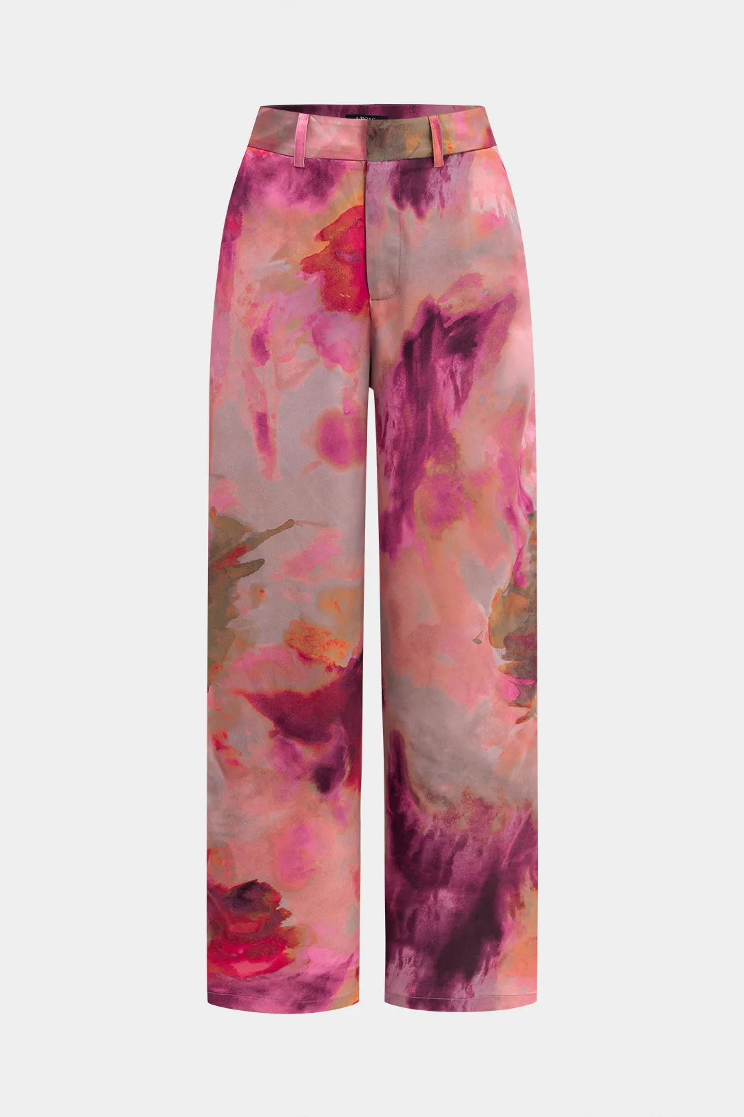 Satin abstrakt mønster brede ben bukser sold by Micas