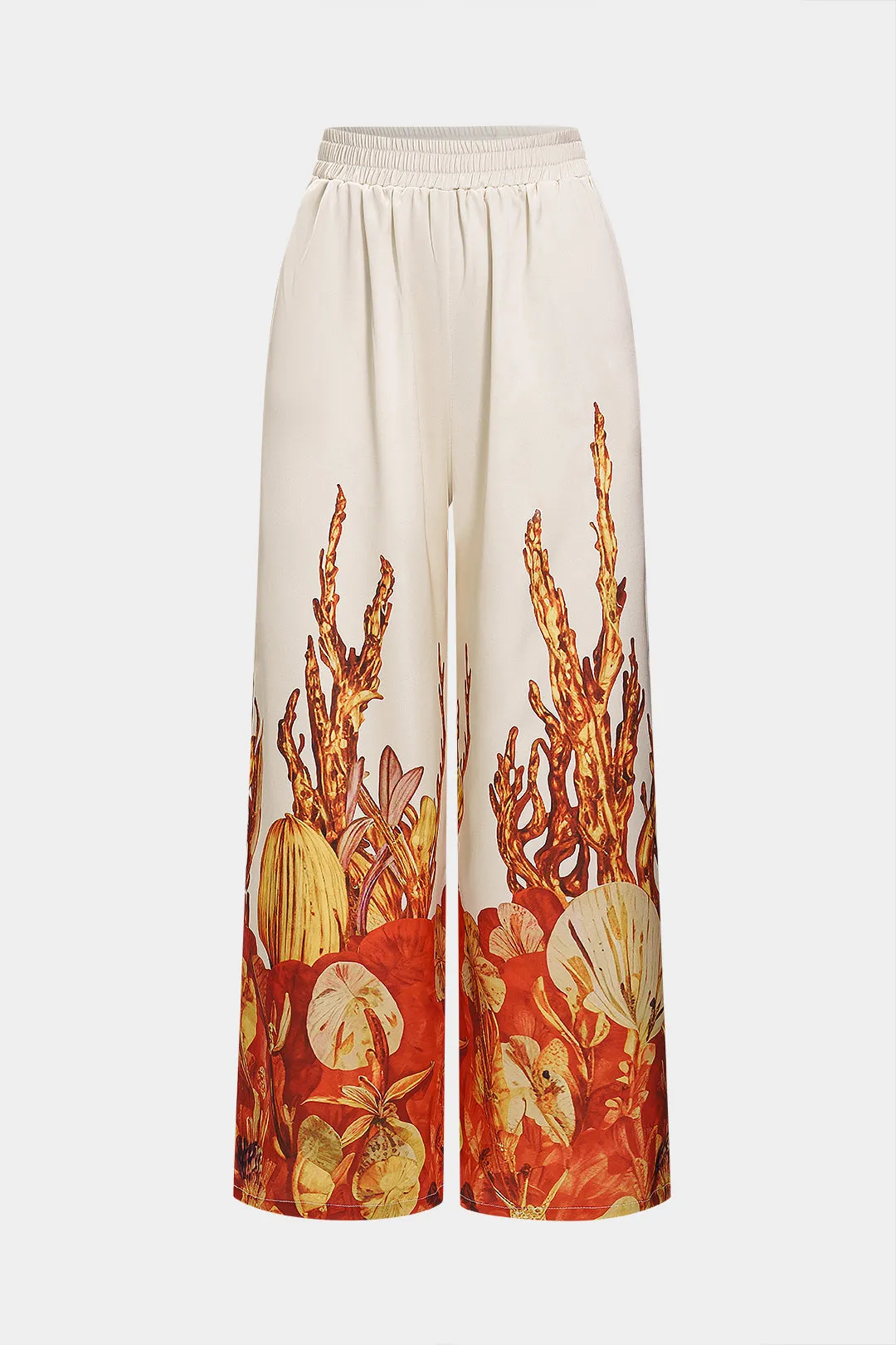 Satin Floral Pattern High Waist Trousers sold by Micas