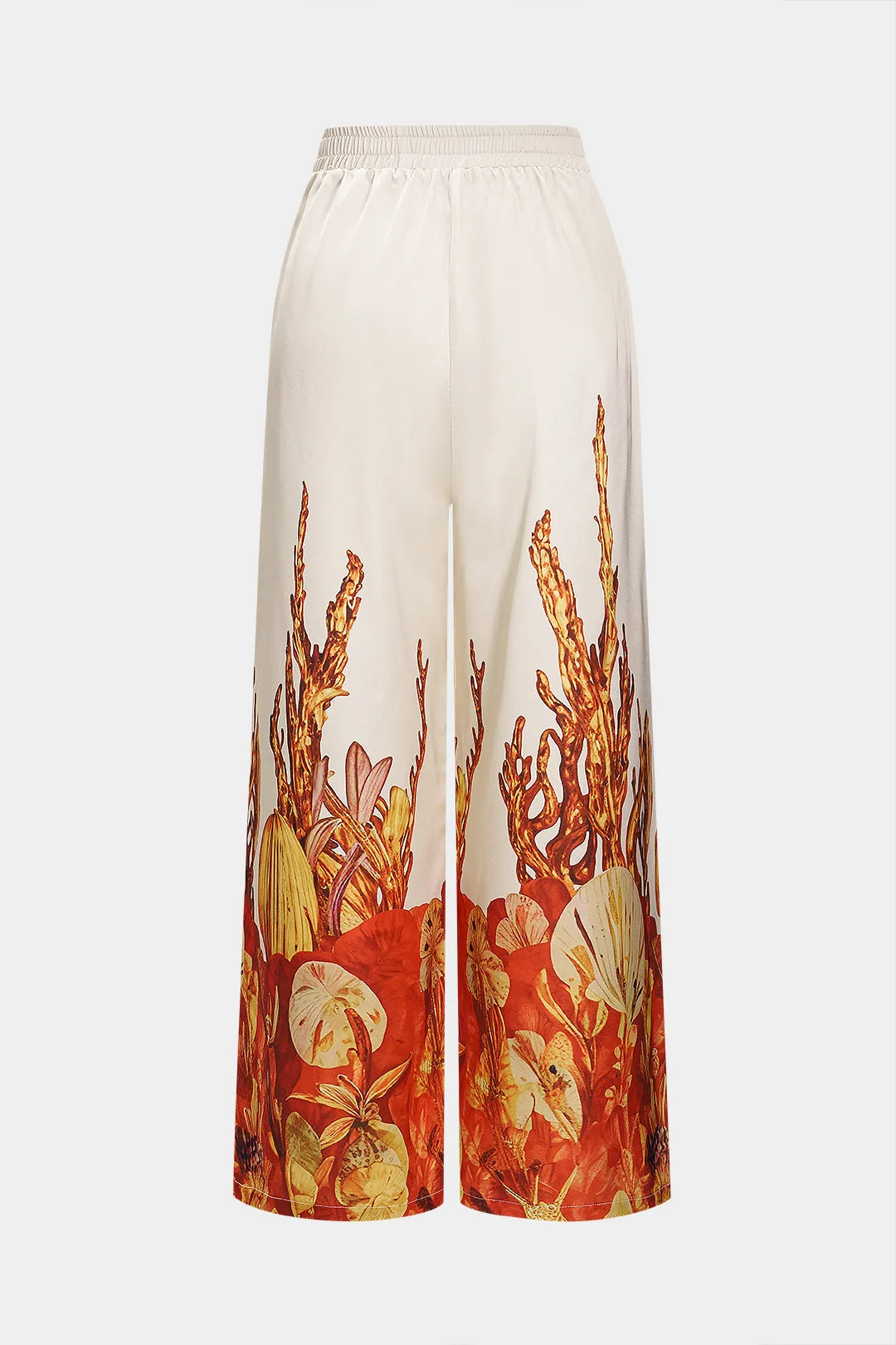 Satin Floral Pattern High Waist Trousers sold by Micas product image thumbnail 2