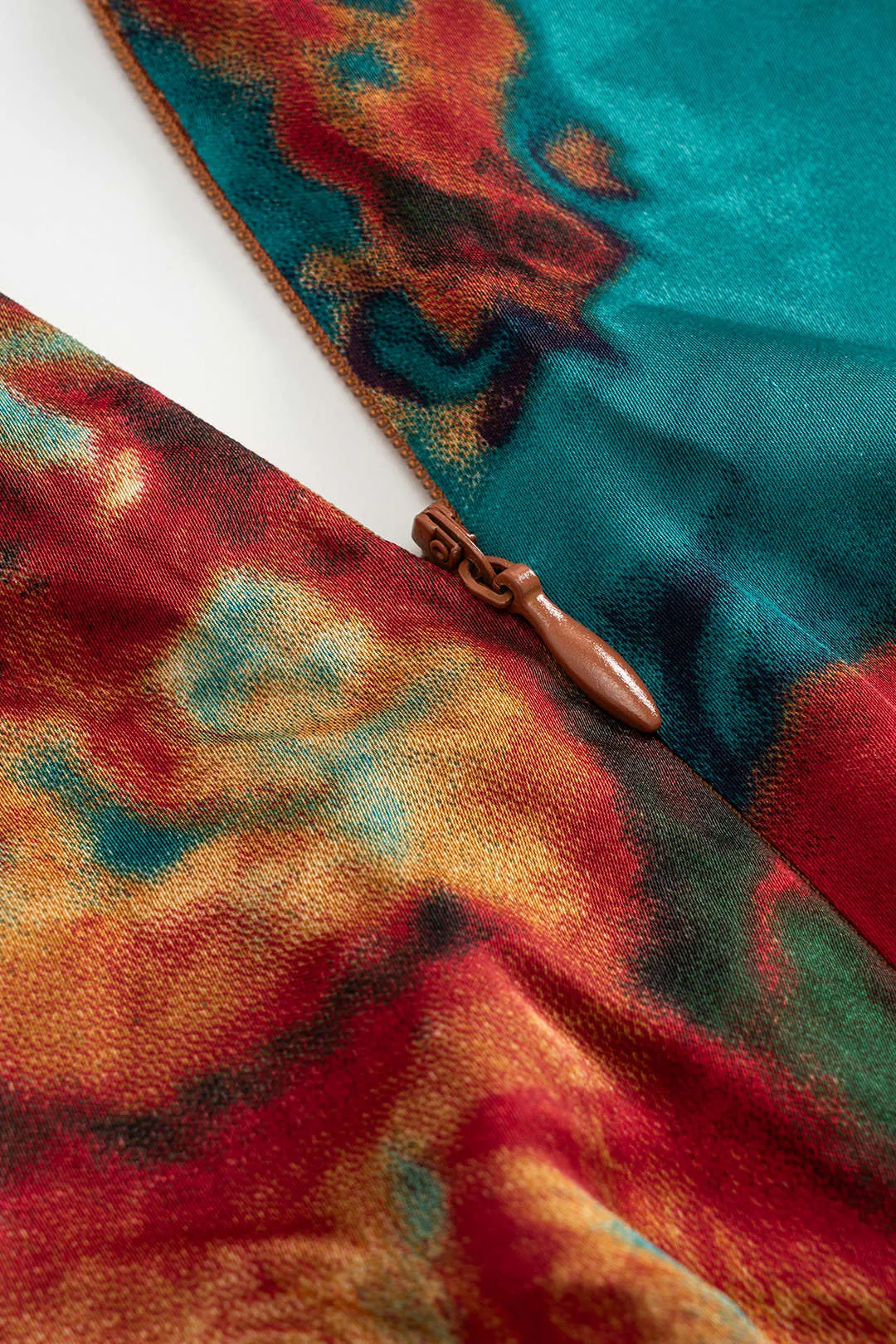 Satin Abstract Pattern Asymmetrical Ruched Skirt sold by Micas product image thumbnail 3