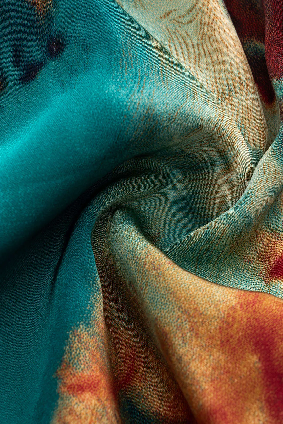 Satin Abstract Pattern Asymmetrical Ruched Skirt sold by Micas product image thumbnail 4