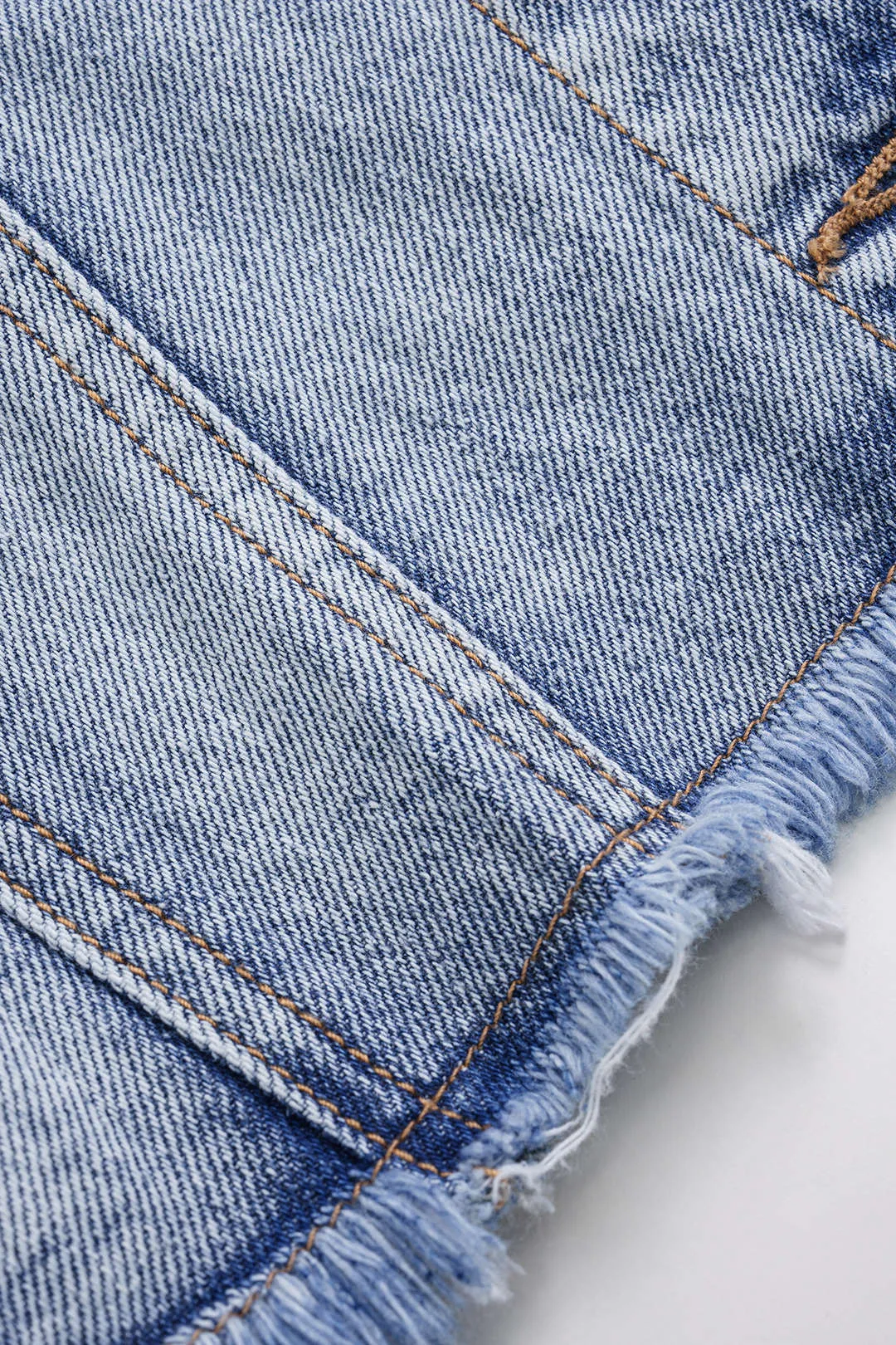 Denim Tie Front Washed Frayed Vest sold by Micas product image thumbnail 5