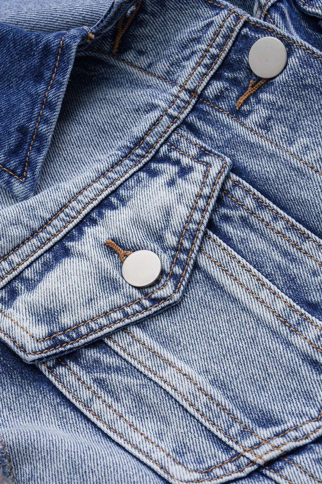 Denim Tie Front Washed Frayed Vest sold by Micas product image thumbnail 3