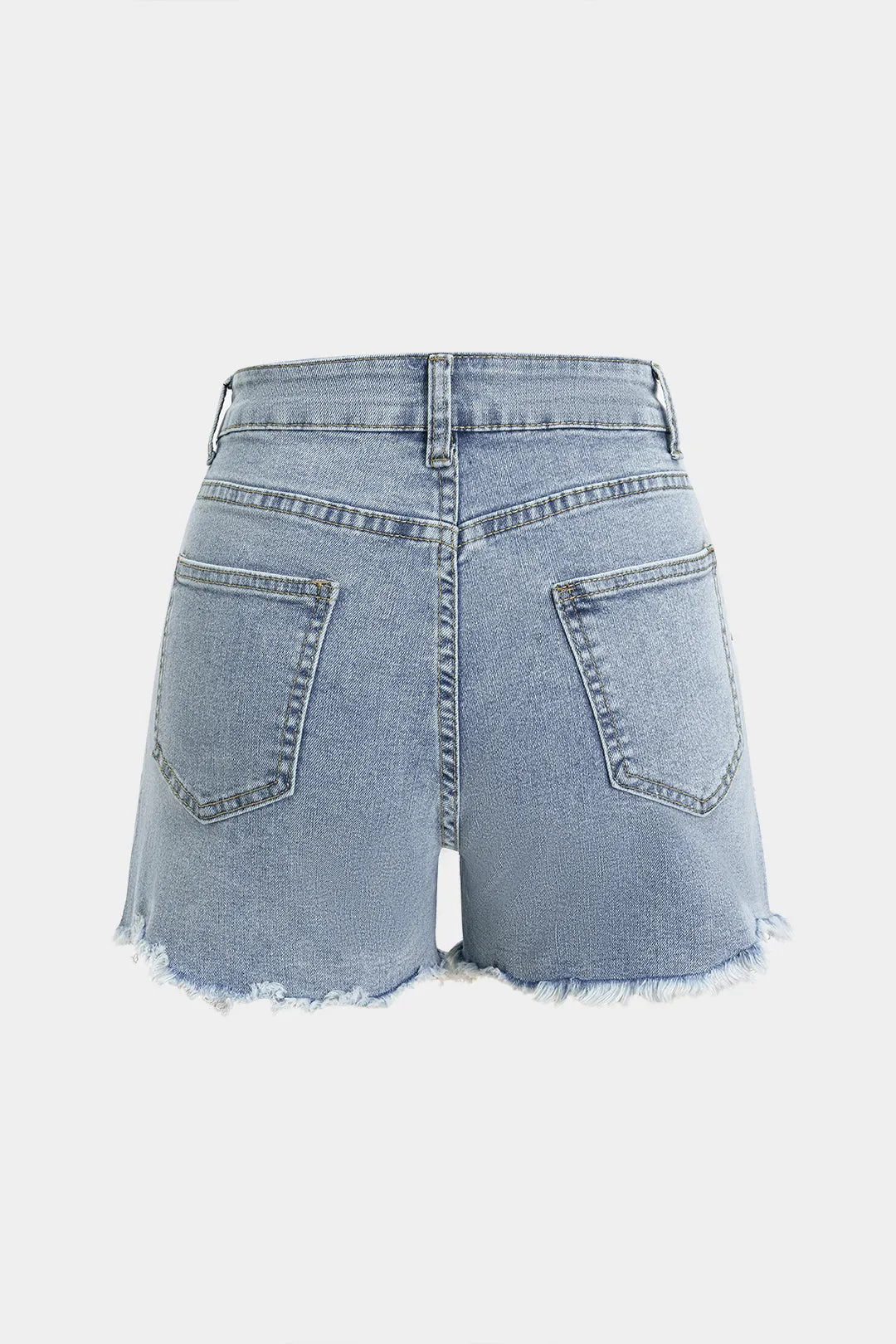 Denim hjerte mønster rhinestone flossede shorts sold by Micas product image thumbnail 2