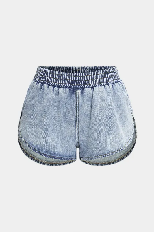 Denim Washed Shorts sold by Micas