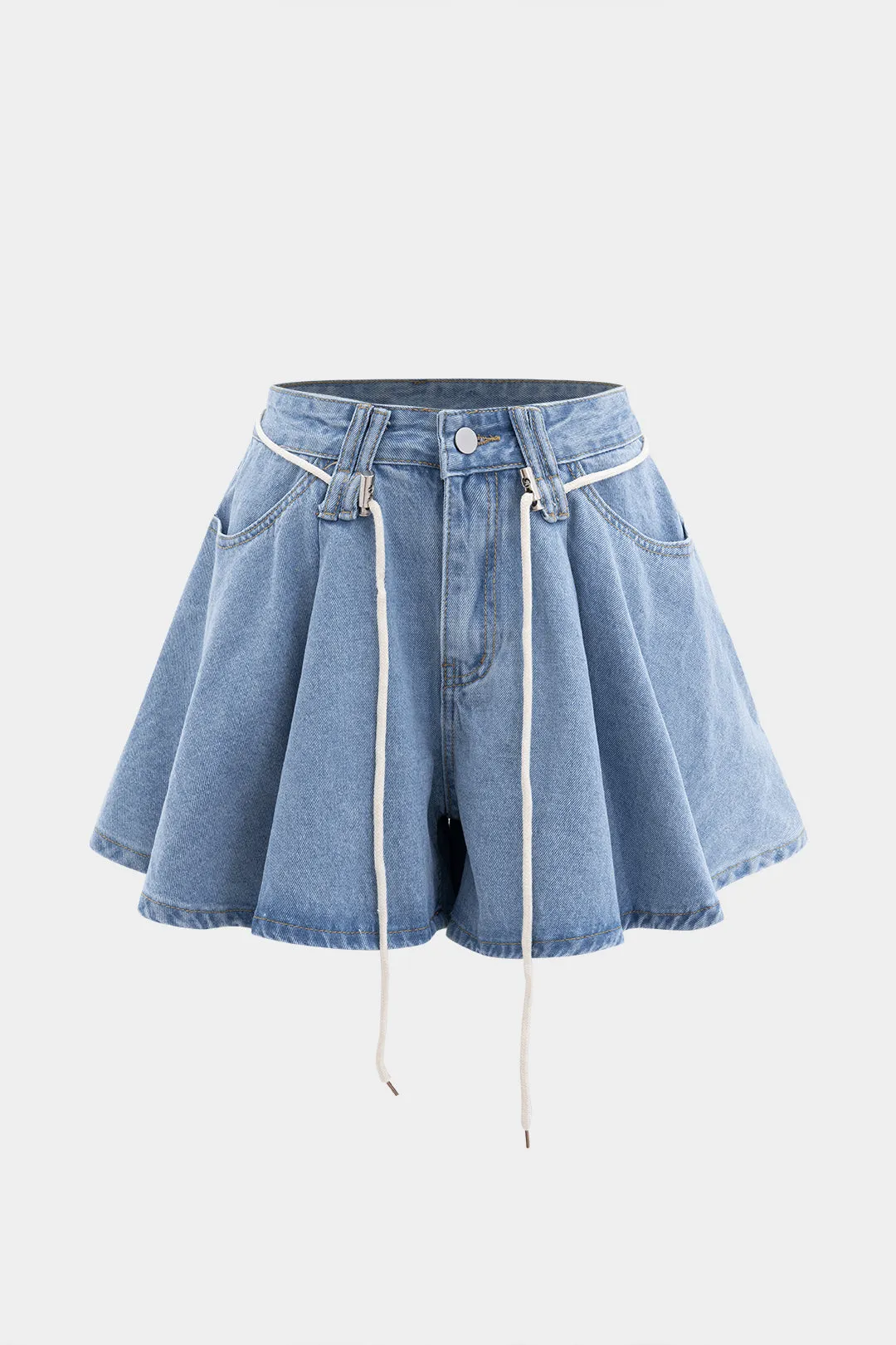 Denimbindede brede benshorts sold by Micas