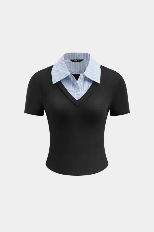 Patchwork kort ærme t-shirt sold by Micas