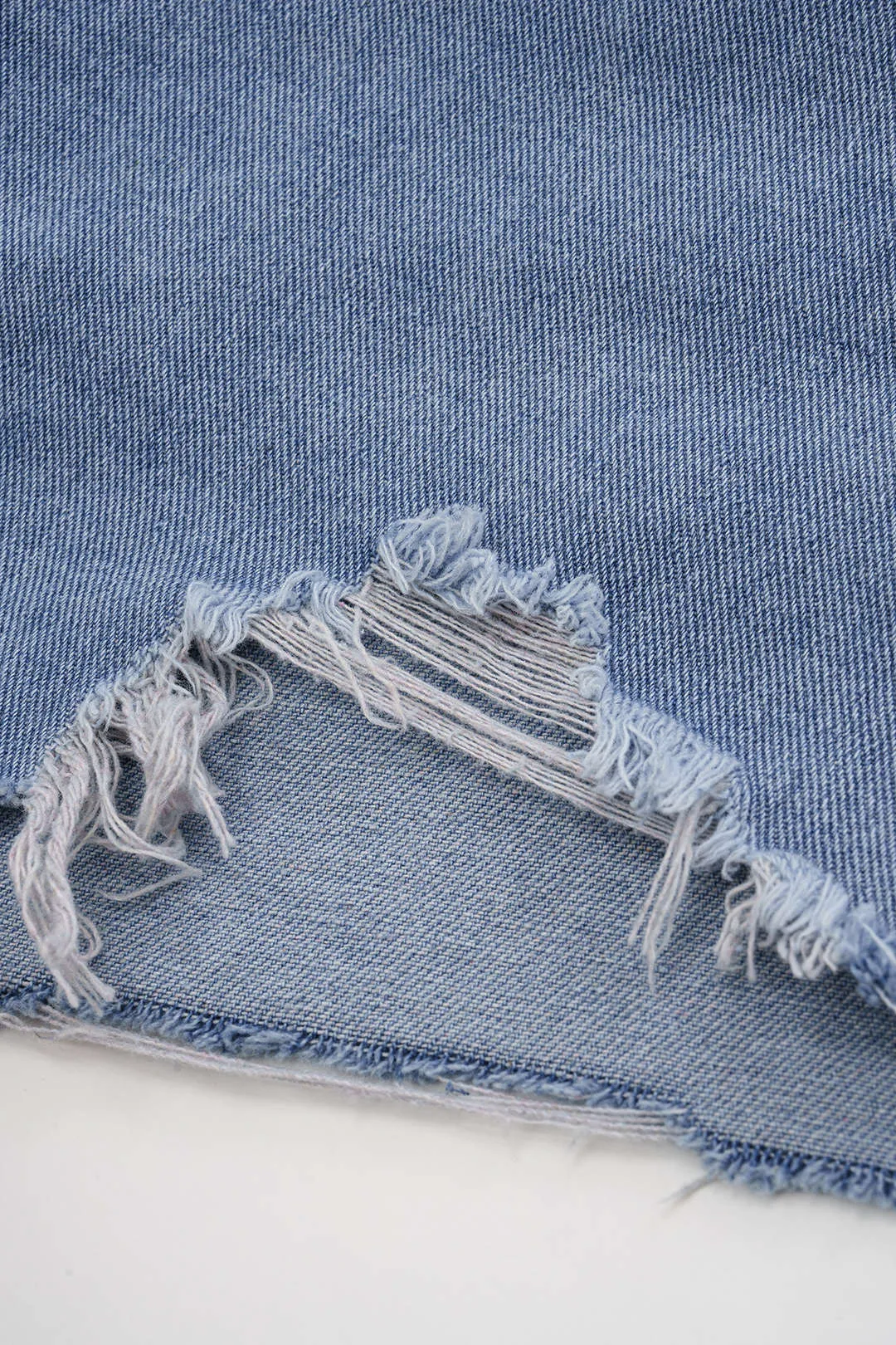 Denim flod flossede høje talje brede benshorts sold by Micas product image thumbnail 5