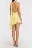 Chiffon Halter Neck Cut Out Ruffle Asymmetrical Backless Sleeveless Mini Dress sold by Micas