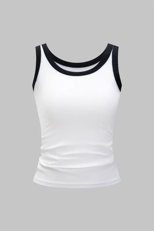 Ribbed kontrast tank top sold by Micas