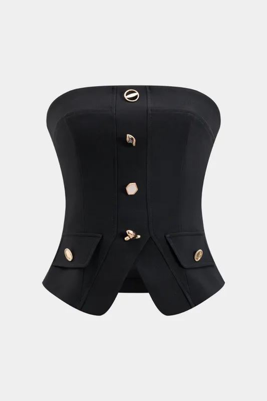 Metallic Button Tube Top sold by Micas