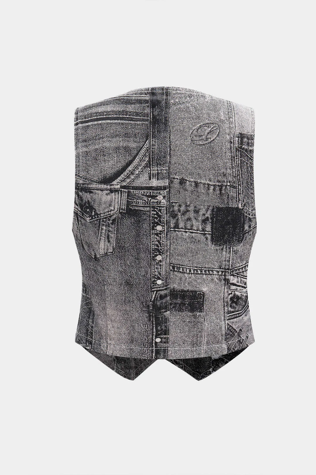 Denim v-hals falske lommer vest sold by Micas product image thumbnail 2