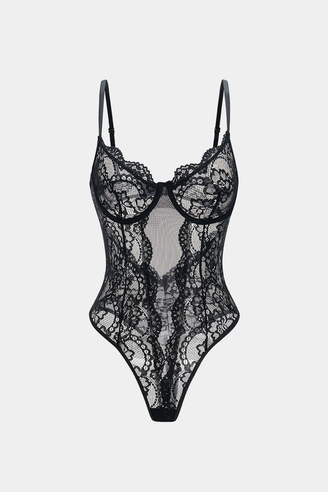 Sheer Lace Backless Slip Lingerie Bodysuit sold by Micas