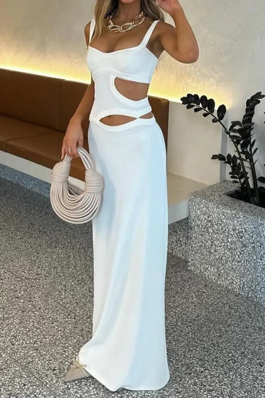 Slip ærmeløs skåret maxi -kjole sold by Micas