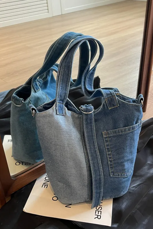 Denim spand håndholdt total taske sold by Micas