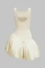 Satin asymmetrisk ruched ærmeløs mini kjole sold by Micas