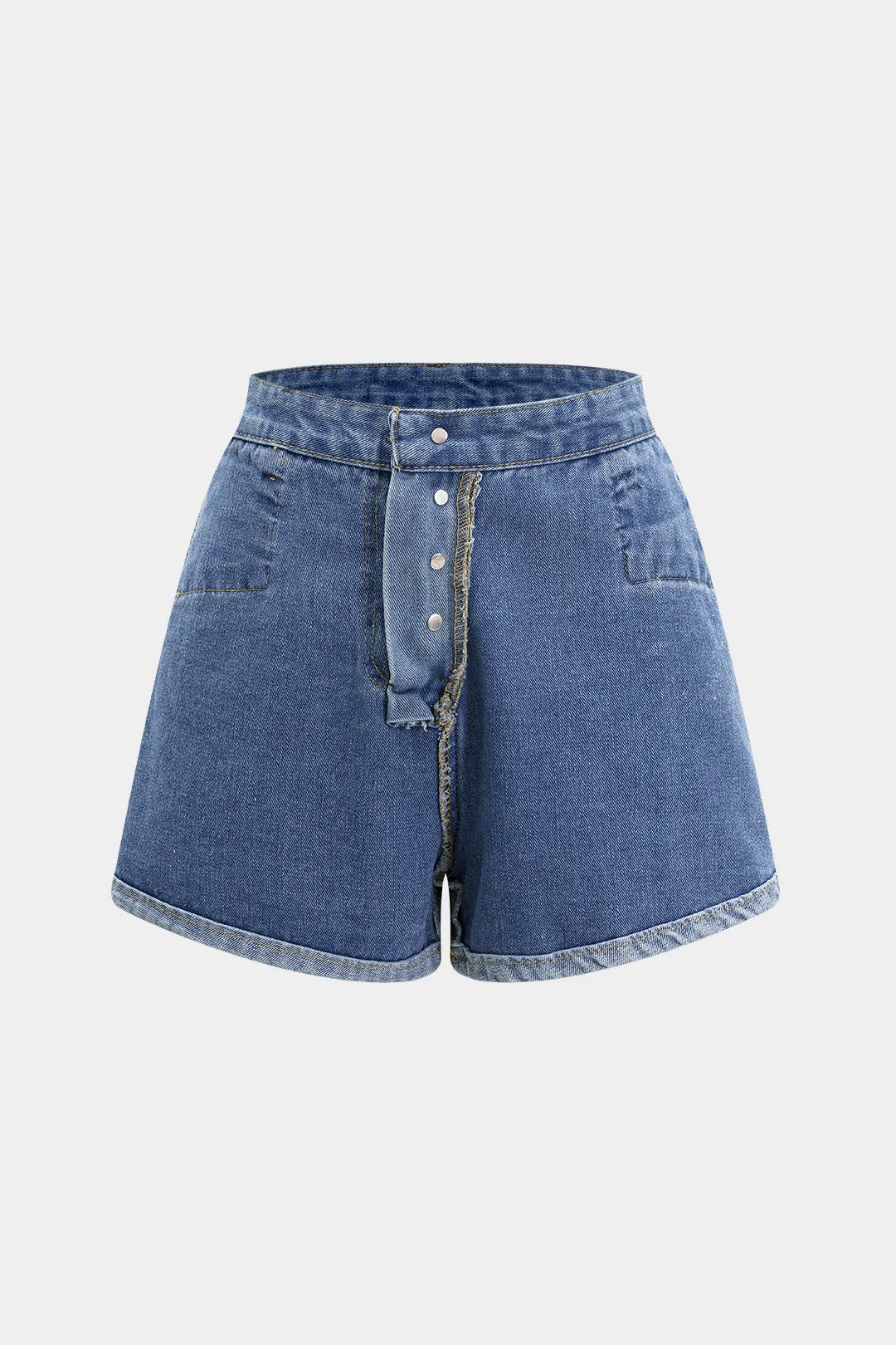 Denim Button High Waist Wide Leg Shorts sold by Micas product image thumbnail 4