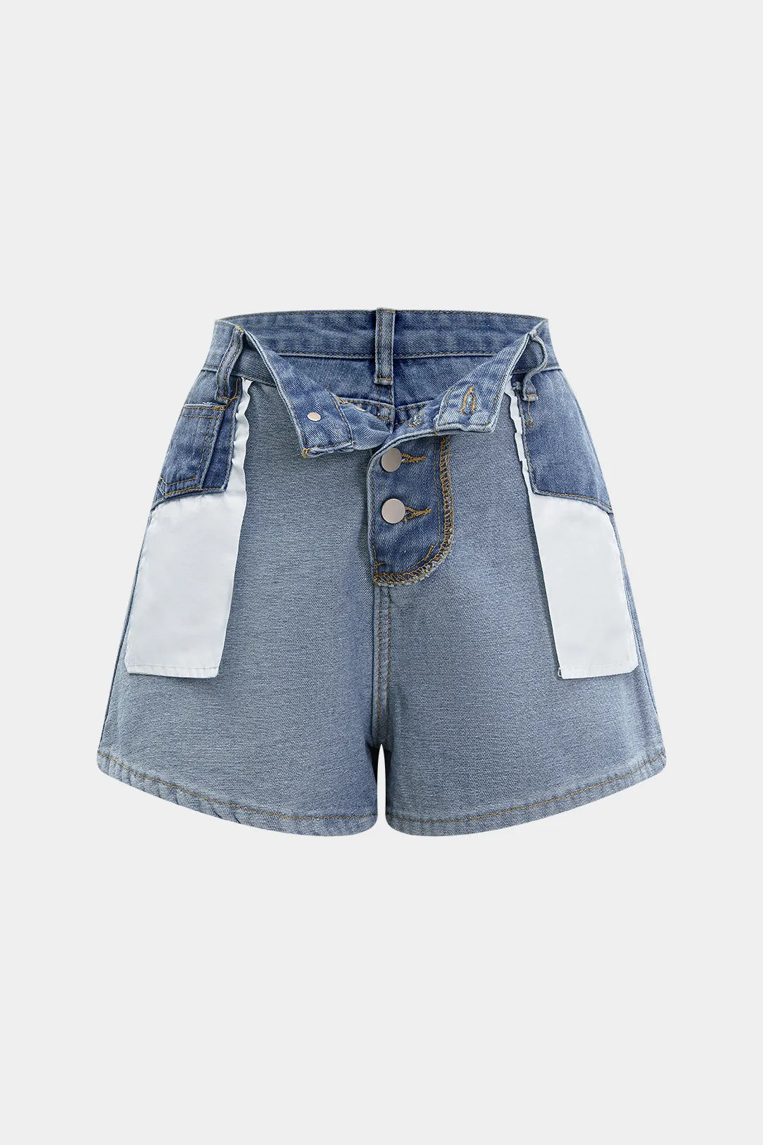 Denim Button High Waist Wide Leg Shorts sold by Micas