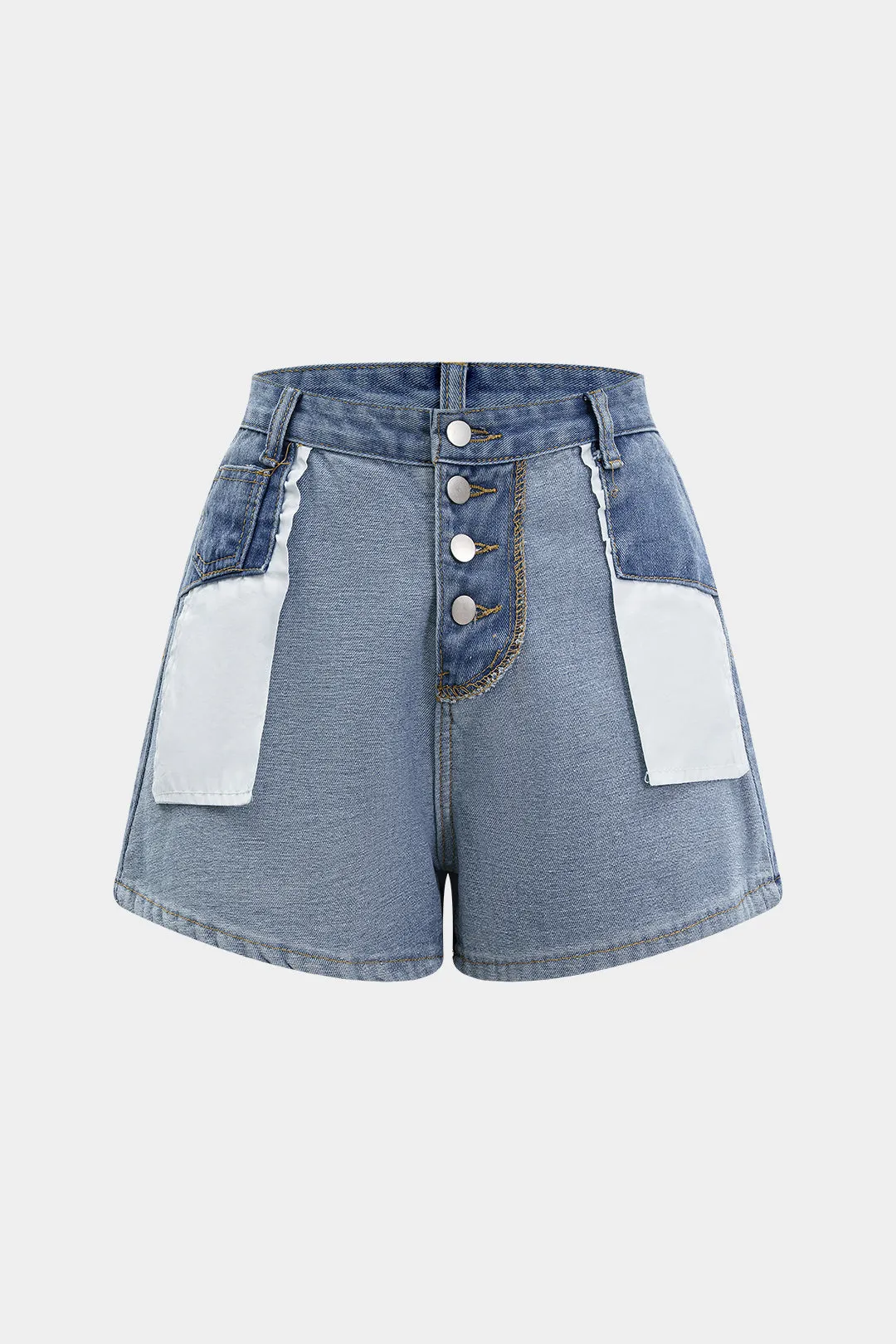 Denim Button High Waist Wide Leg Shorts sold by Micas product image thumbnail 2