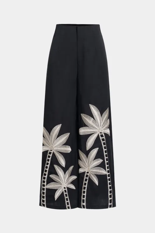 Broderidetaljer brede benbukser sold by Micas