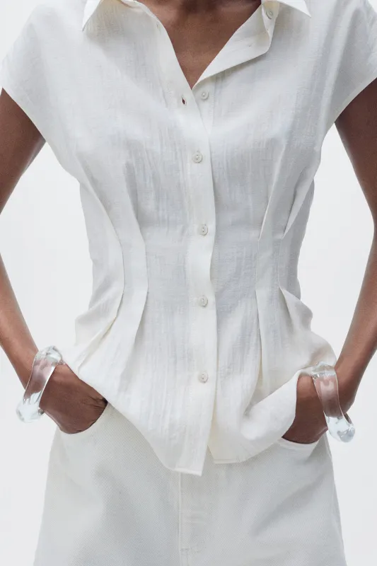 Ruched Short-Sleeve Shirt sold by Micas