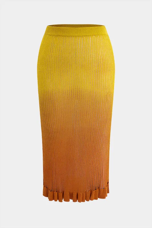 Plus størrelse strik ombre ruffle nederdel sold by Micas