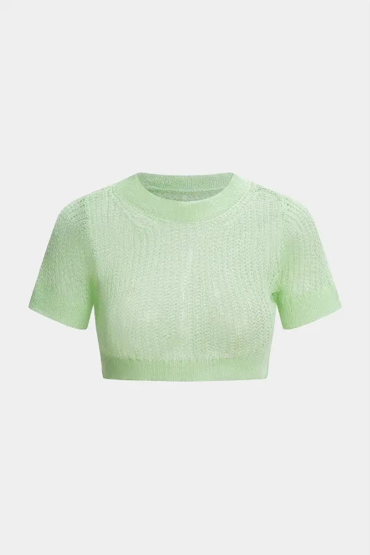 Strik sheer kortærmet top sold by Micas