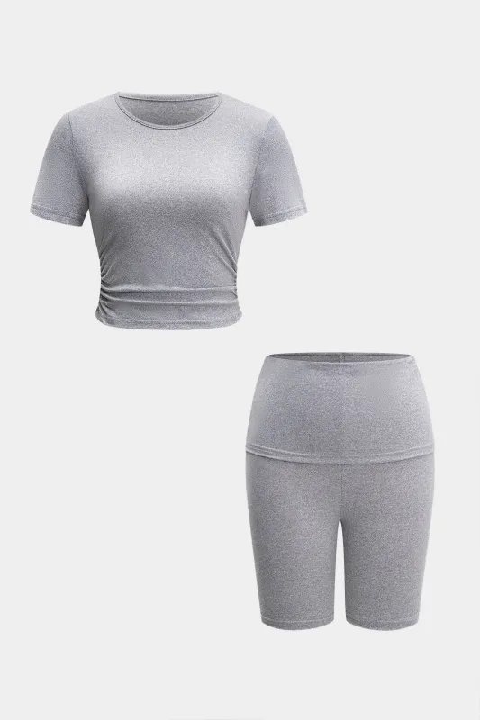 Solid Ruched T-shirt og shorts sæt sold by Micas