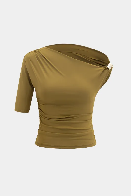 Metallisk indretning En skulderasymmetrisk T-shirt sold by Micas