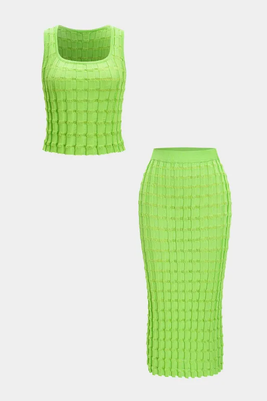 Strik firkantet nakke ærmeløs tank top og nederdel sæt sold by Micas