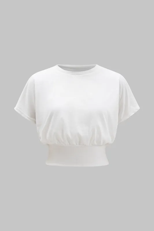 Solid rund hals t-shirt sold by Micas