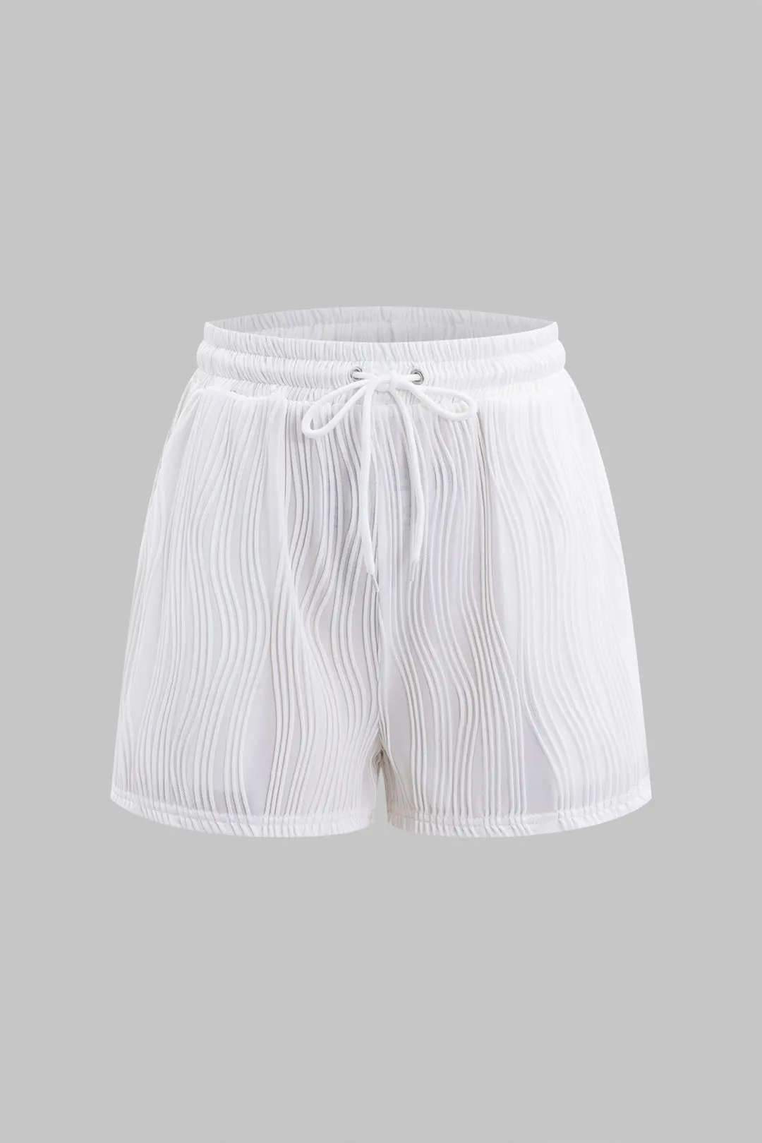 Solid Drawstring bølgemønster shorts sold by Micas