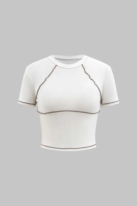Round Neck syning Detaljer kortærmet T-shirt made by Micas