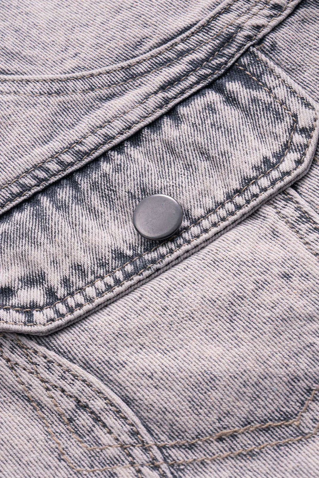 Denim -knap vasket asymmetrisk afgrøde tank top sold by Micas product image thumbnail 3