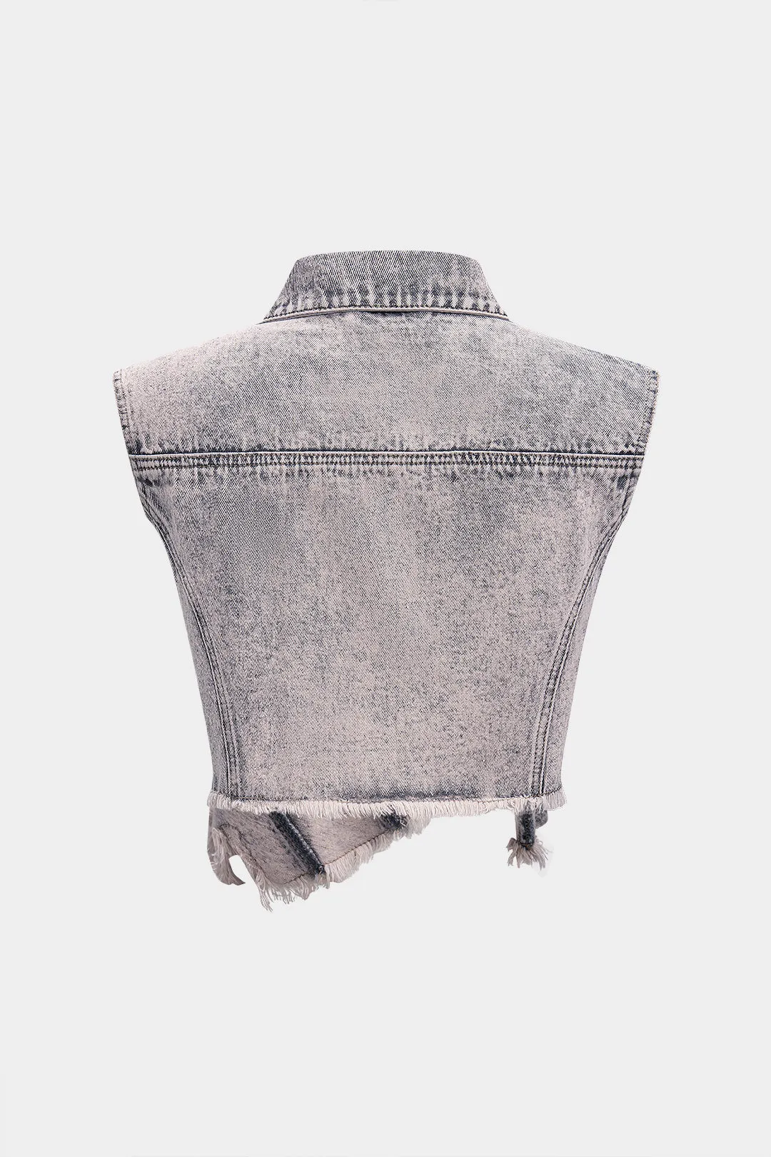 Denim -knap vasket asymmetrisk afgrøde tank top sold by Micas product image thumbnail 2