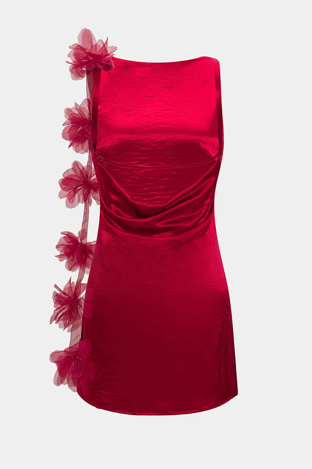 Satin 3d blomster glide ærmeløs mini kjole sold by Micas product image thumbnail 2