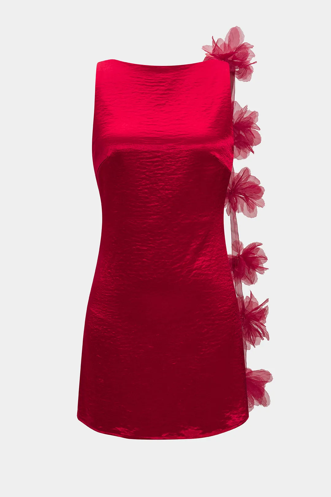 Satin 3d blomster glide ærmeløs mini kjole sold by Micas