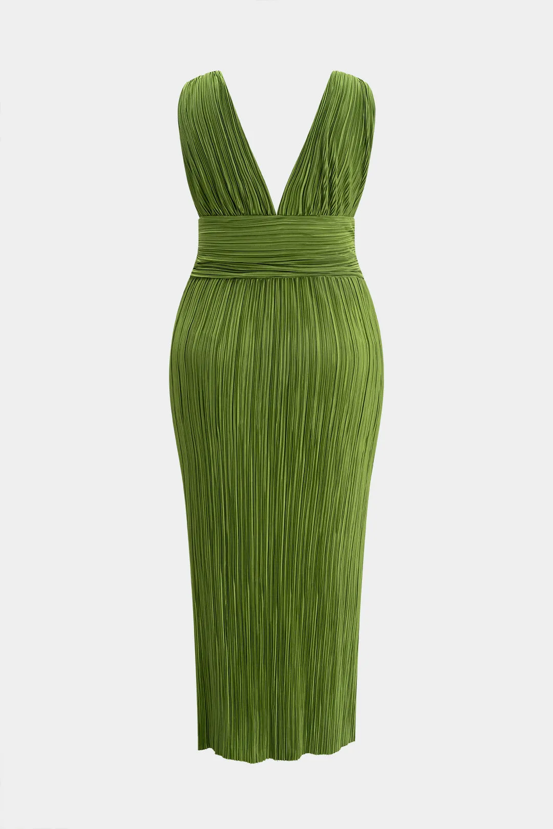 Plus størrelse metallisk plisseret ærmeløs maxi kjole sold by Micas product image thumbnail 2
