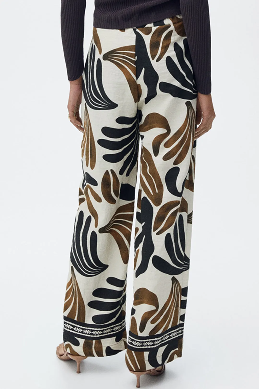 Satin Abstract Print Wide Leg Trousers sold by Micas product image thumbnail 3