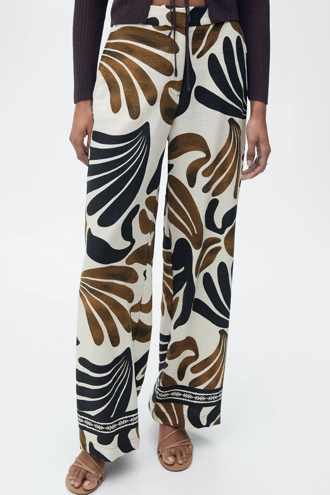 Satin Abstract Print Wide Leg Trousers sold by Micas product image thumbnail 2