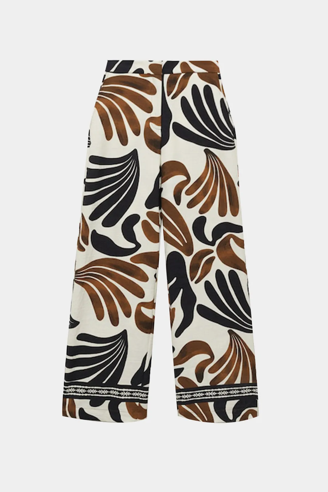 Satin Abstract Print Wide Leg Trousers sold by Micas