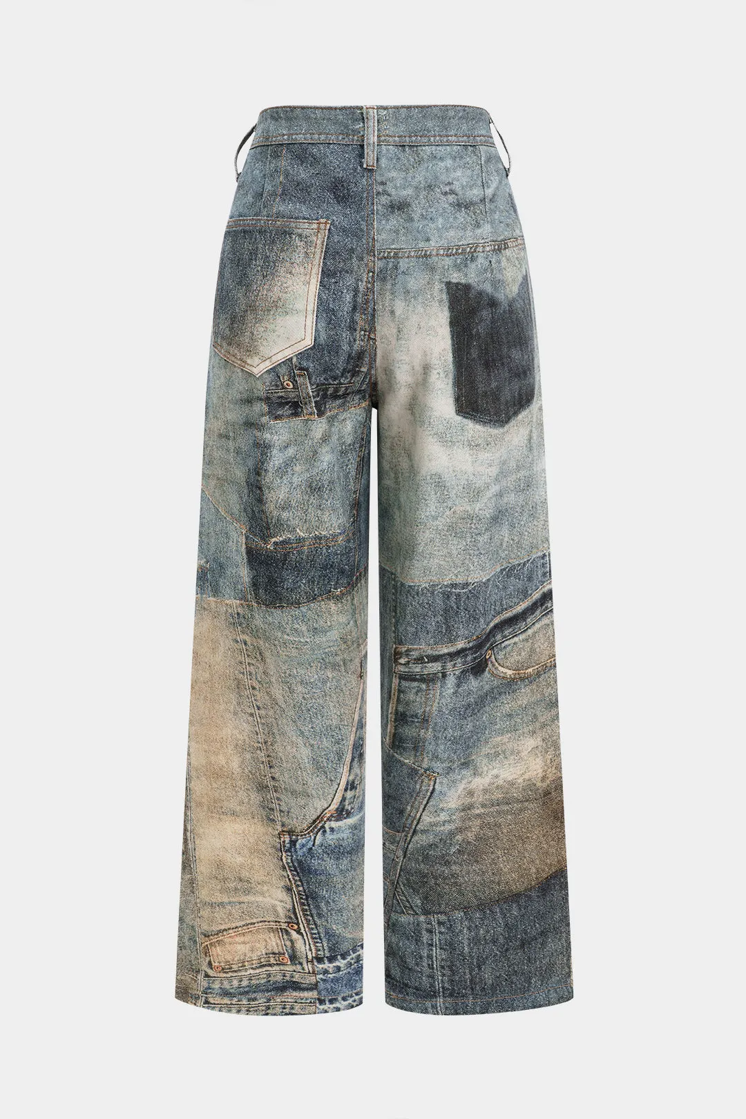 Illusion mønster print denim lige ben jeans sold by Micas product image thumbnail 2