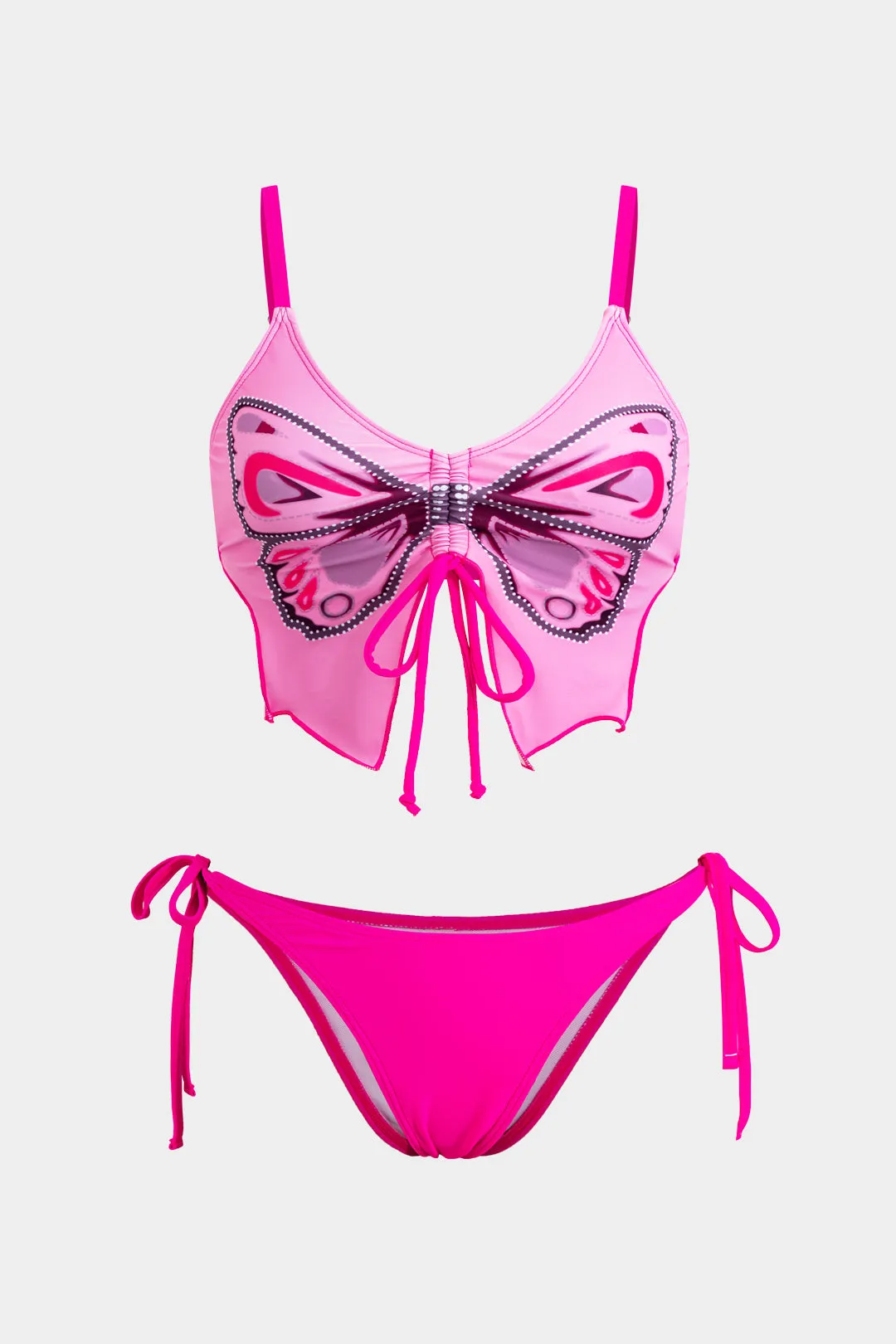 Plus Size Butterfly Print Tie-Up Two-Pieces Bikini Set sold by Micas