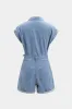 Denim Pocket Tie-Front Romper sold by Micas