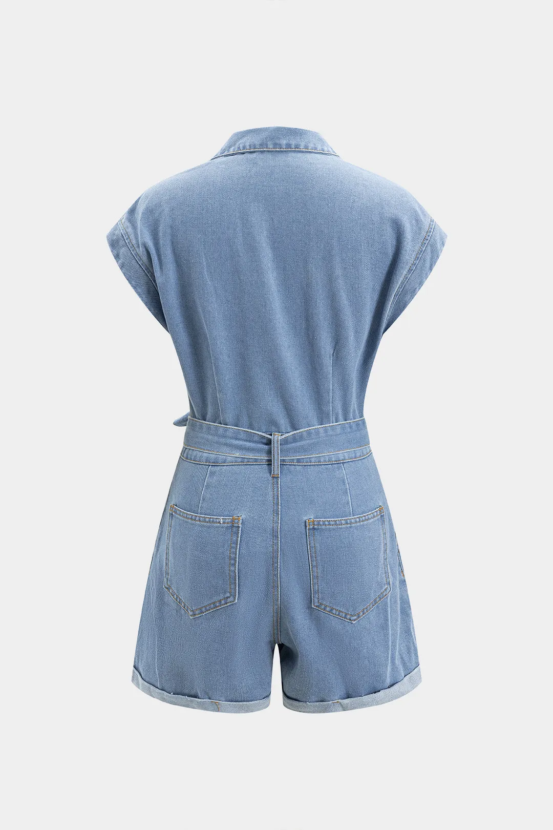 Denim Pocket Tie-Front Romper sold by Micas product image thumbnail 2