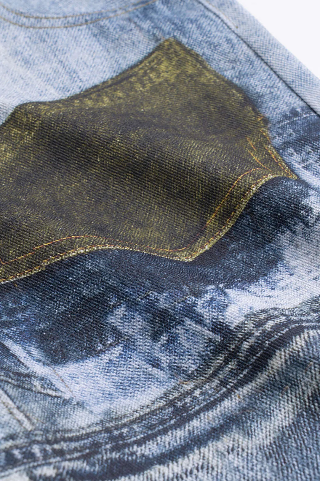 Denim retro print patchwork shorts sold by Micas product image thumbnail 3