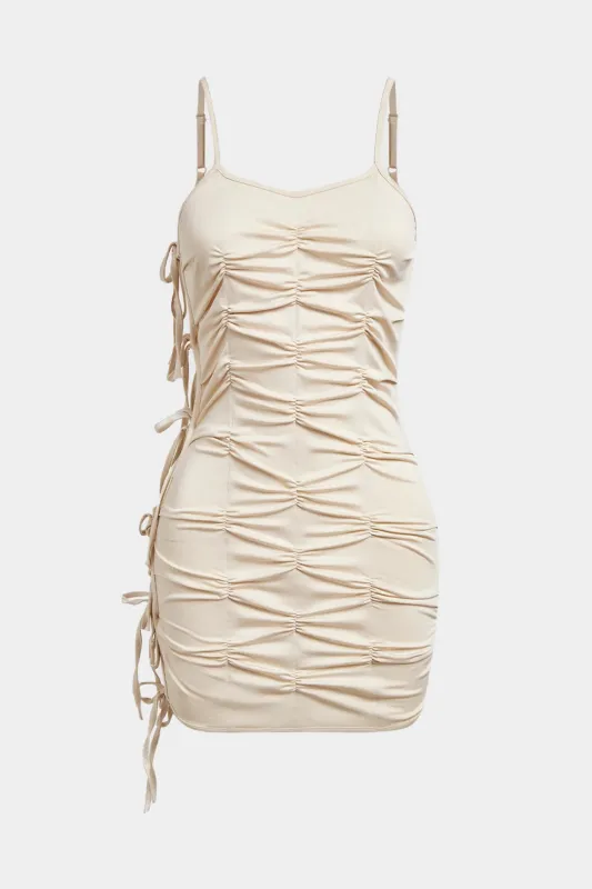 Ruched Tie-Up Slip Sleeveless Mini Dress sold by Micas