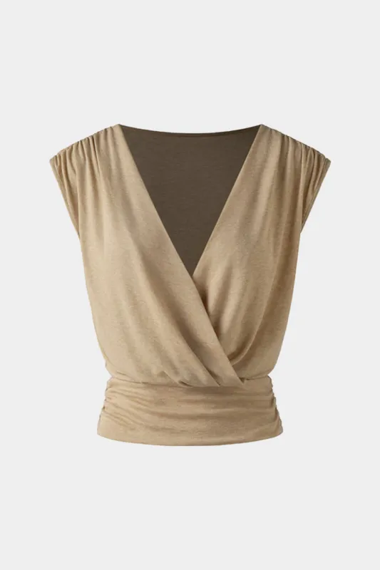 Crossed Detail Ruched V-Neck Tank Top sold by Micas